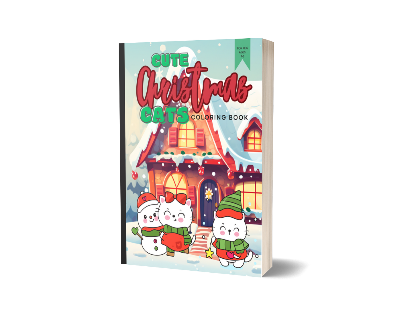 Cute Christmas Cats Coloring Book for Kids Ages 4-8