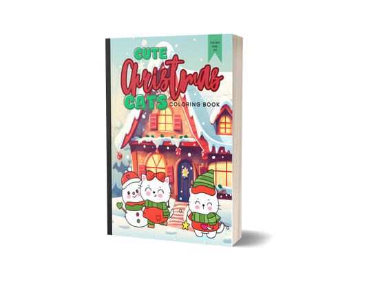 Cute Christmas Cats Coloring Book for Kids Ages 4-8