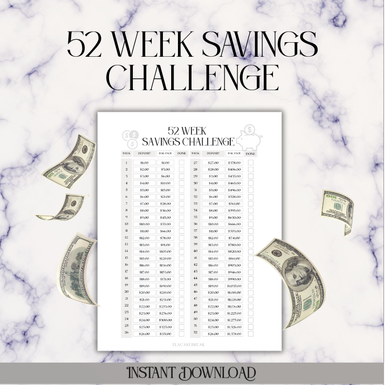 52 Week Savings Challenge - Digital Download