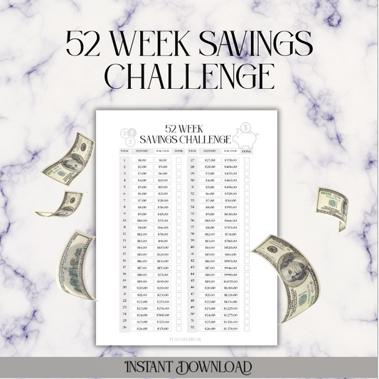 52 Week Savings Challenge - Digital Download