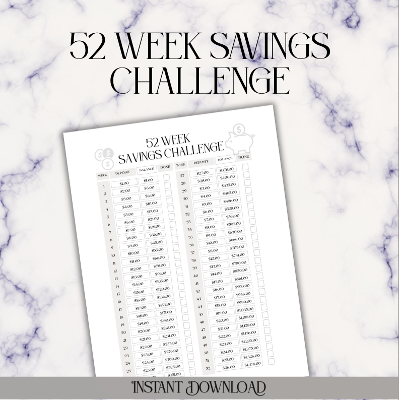 52 Week Savings Challenge - Digital Download