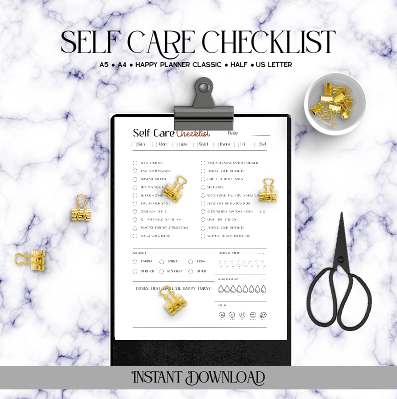 Self Care Checklist - Digital Download