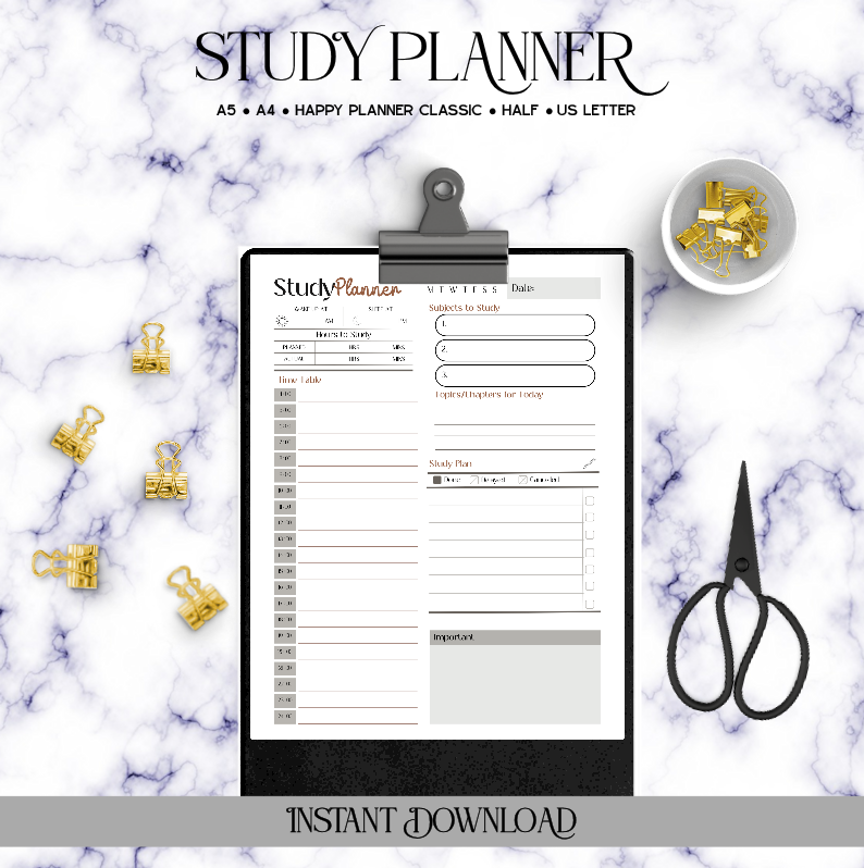 Study Planner - Digital Download