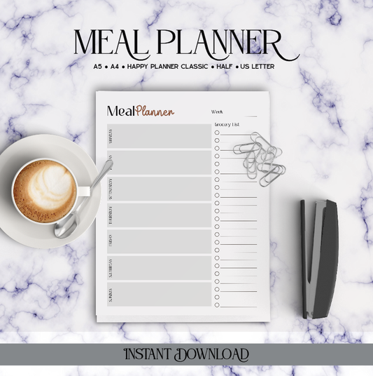 Weekly Meal Planner - Digital Download
